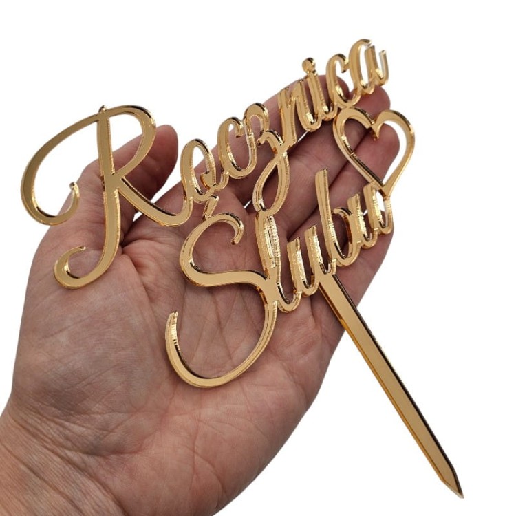 Złoty topper na Rocznicę Ślubu z serduszkiem