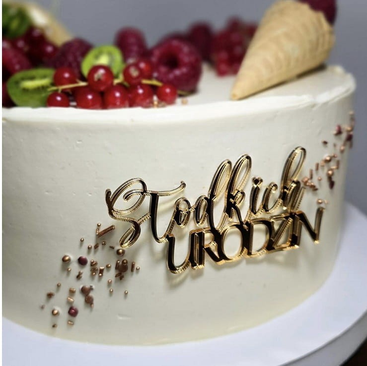 Dekor do BENTO CAKE złoty napis Słodkich Urodzin