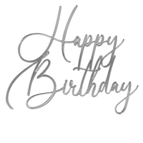 Dekor srebrny Happy Birthday lustro