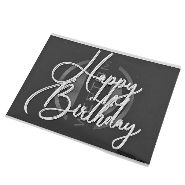 Dekor srebrny Happy Birthday lustro
