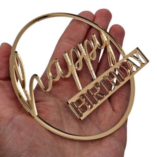 DEKOR na bok HAPPY BIRTHDAY w kole złote lustro