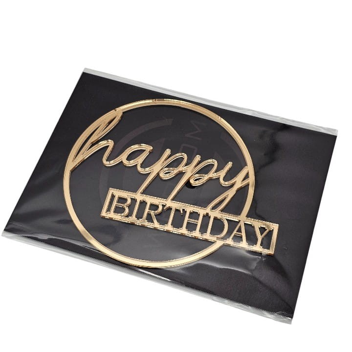 DEKOR na bok HAPPY BIRTHDAY w kole złote lustro