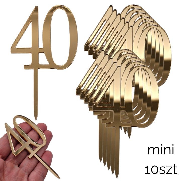 Zestaw MINI topperów złote lustro 40 ZESTAW 10 szt.