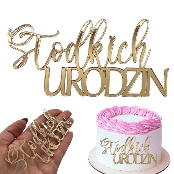 Dekor do BENTO CAKE złoty napis Słodkich Urodzin