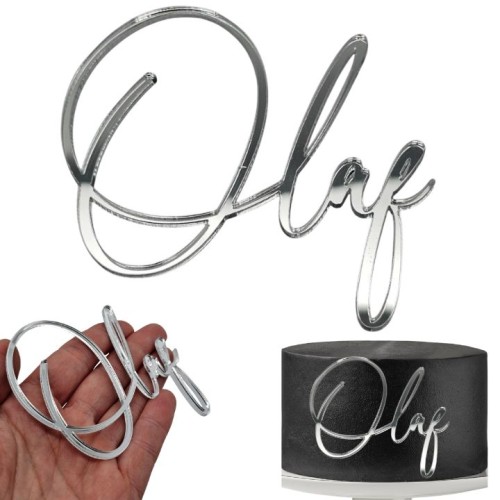 topper na tort  - Srebrny DEKOR z imieniem IMIĘ na tort