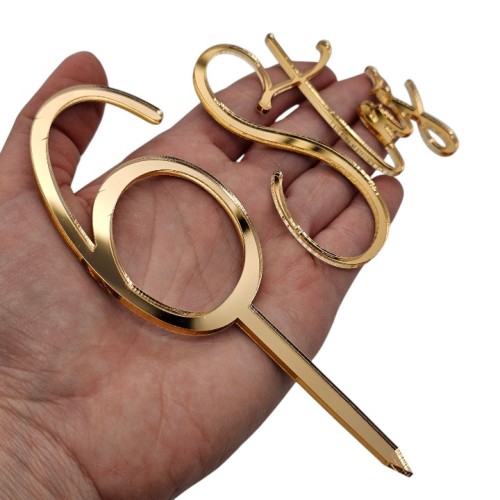 Złoty ZESTAW dekoracji na tort IMIĘ + CYFRA