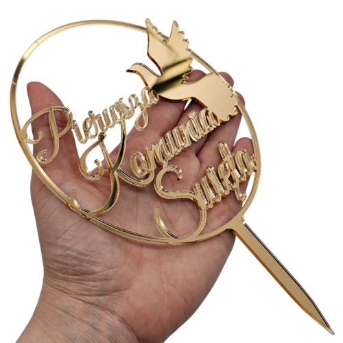 Topper na komunię Pierwsza Komunia Święta na tort złoty