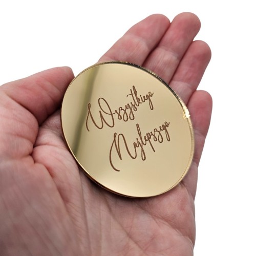 DEKOR Wszystkiego Najlepszego grawerowany, złote koło 6cm