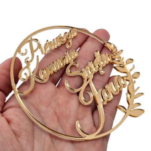 Topper DEKOR na bok tortu na komunie z imieniem złoty