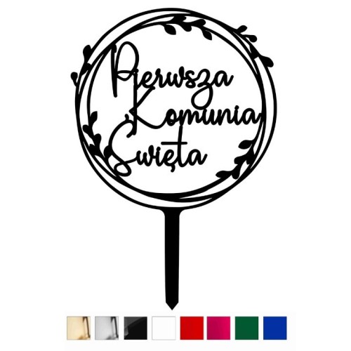 Topper na tort komunijny Komunia Święta kolory plexi