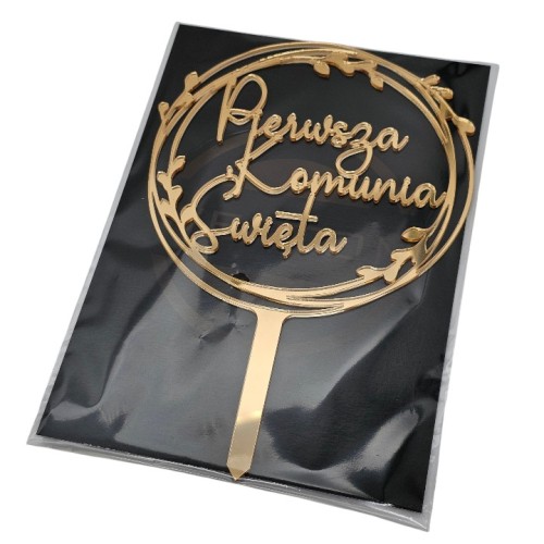 Topper na tort komunijny Komunia Święta kolory plexi