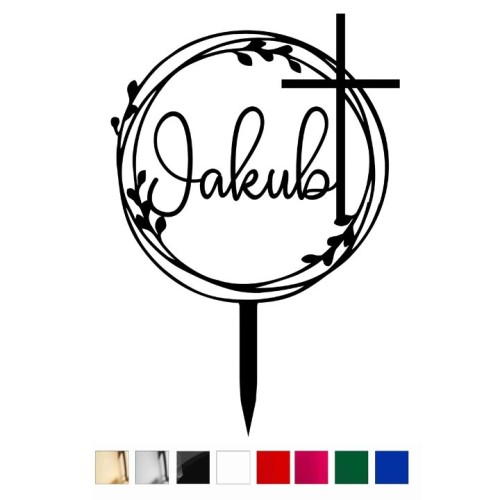 Topper na komunię z imieniem Komunia Święta kolory plexi