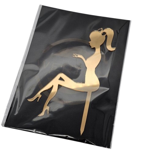 Topper na tort urodzinowy dla dziewczynki z lalką doll złota plexi