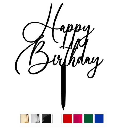 Topper urodzinowy na tort Happy Birthday - plexi (