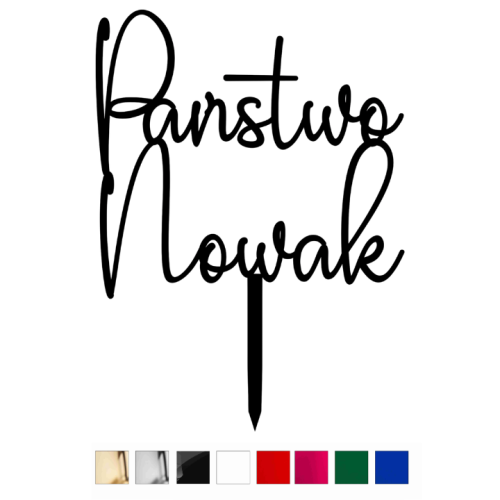 Topper na tort ślubny z nazwiskiem NAZWISKO - plexi