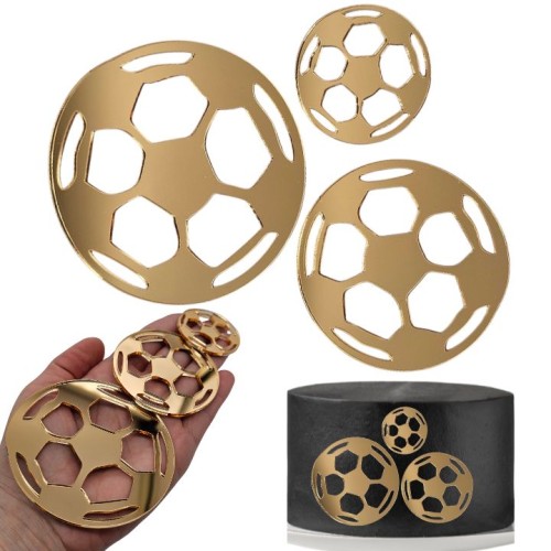 DEKORY złote PIŁKI NOŻNE 3szt zestaw