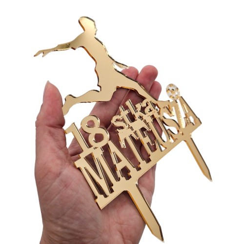 Złoty zestaw dekoracji na tort urodzinowy dla piłkarza