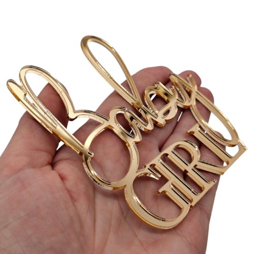 Dekor na bok tortu Baby Girl złote lustro