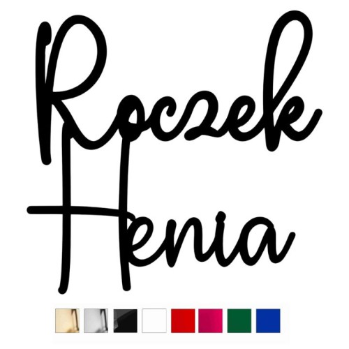 Topper / dekor na tort ROCZEK z imieniem - kolory plexi