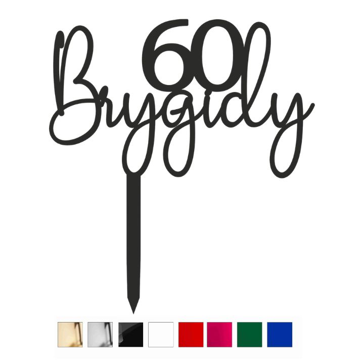 Topper urodzinowy na tort z imieniem i wiekiem - kolory plexi