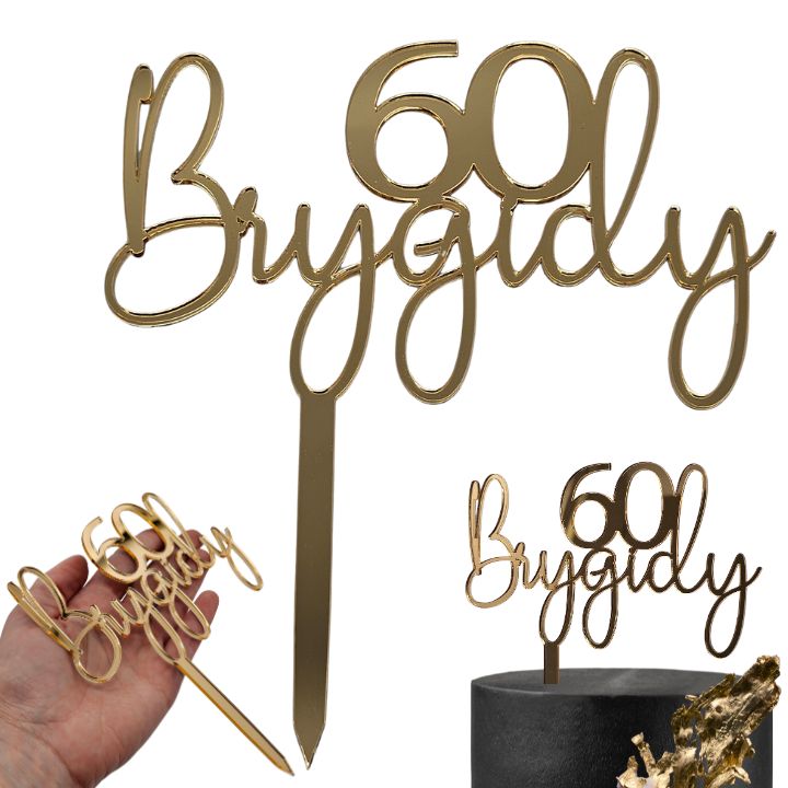 Topper urodzinowy na tort z imieniem i wiekiem - kolory plexi