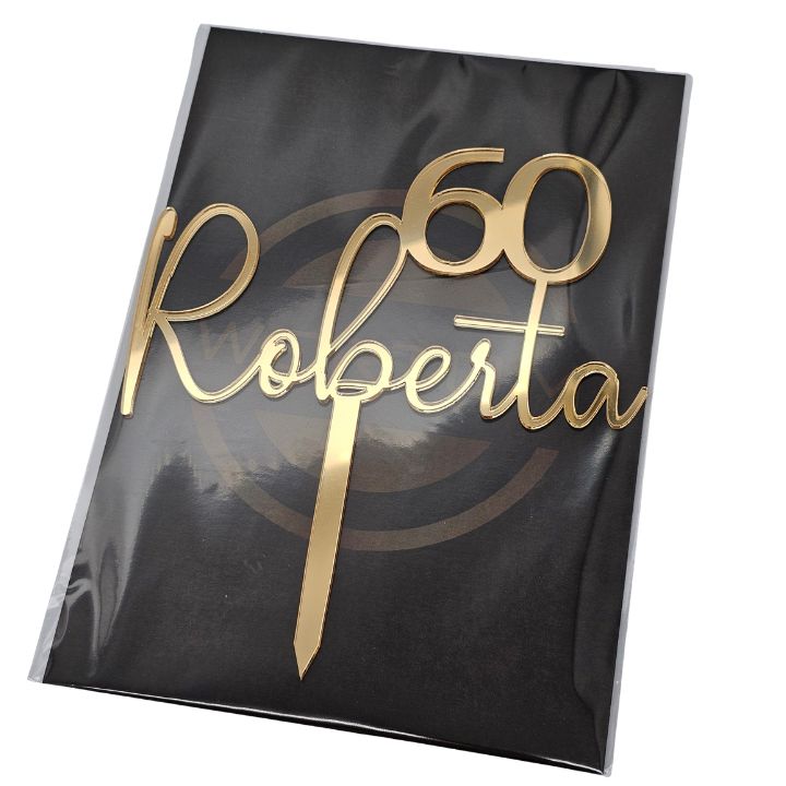 Topper urodzinowy na tort z imieniem i wiekiem - kolory plexi