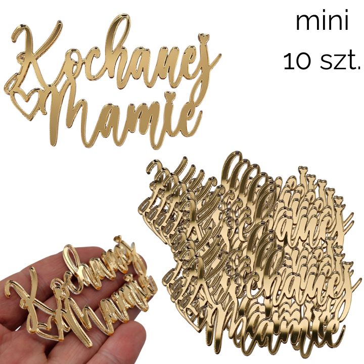 Zestaw złotych MINI dekoracji Kochanej Mamie 10szt