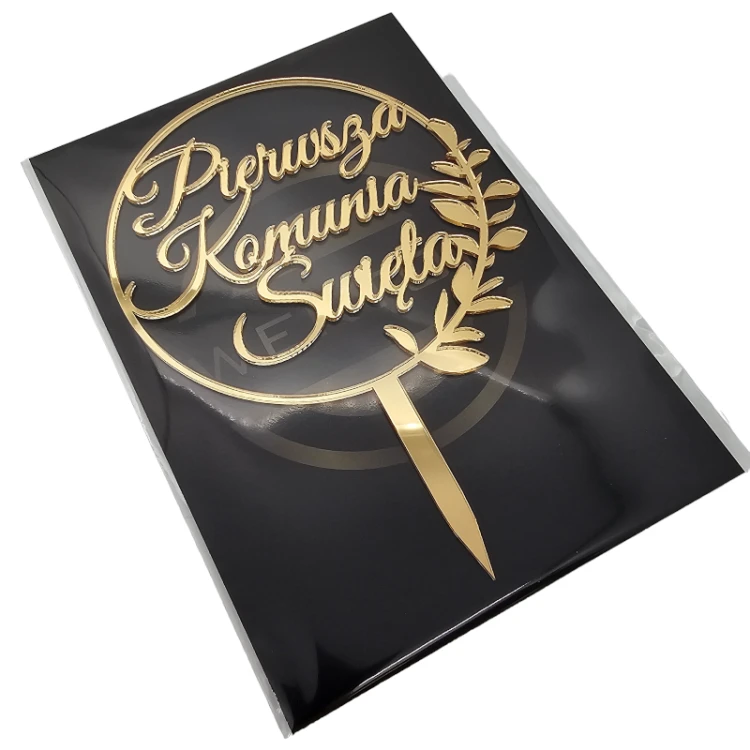 Zestaw topperów KOMUNIA ŚWIĘTA złote lustro A5 -15szt