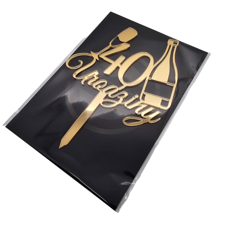 Topper urodzinowy z dowolną liczbą Szampan z kieliszkiem