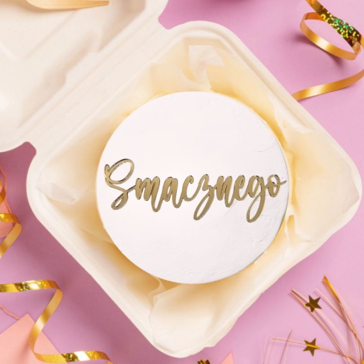 Dekor do BENTO CAKE złoty napis Smacznego