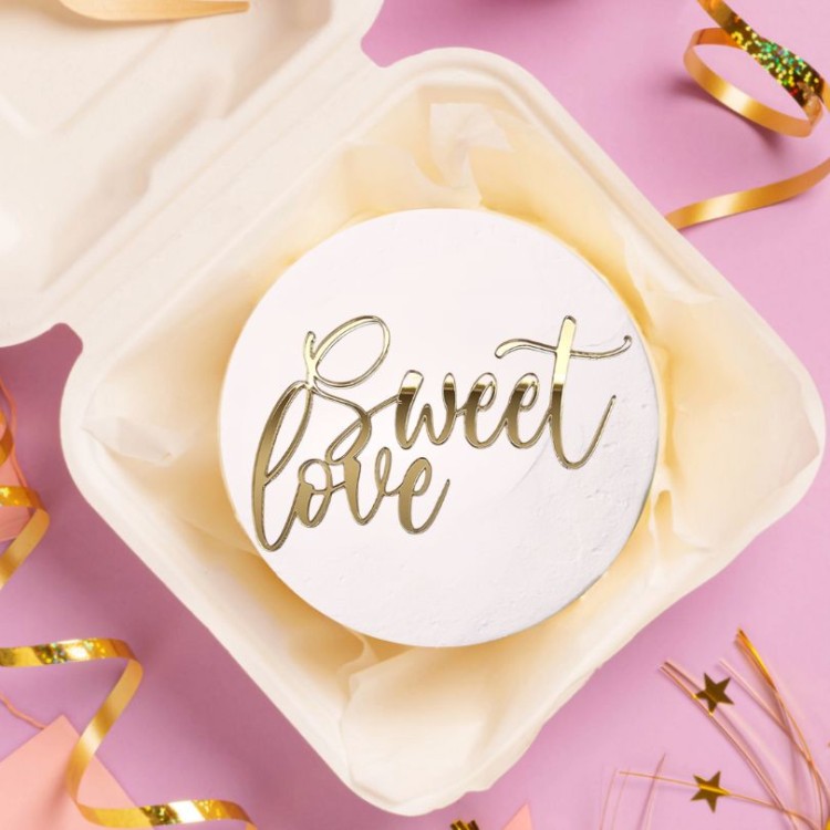 Dekor do BENTO CAKE złoty napis Sweet love