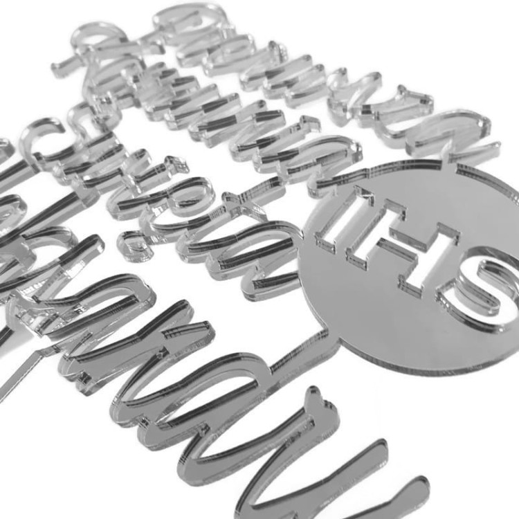 Topper na komunię Komunia Święta z imieniem IHS złoty srebrny