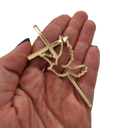 Złoty ZESTAW dekoracji na tort komunijny IMIĘ krzyż napis klasyk