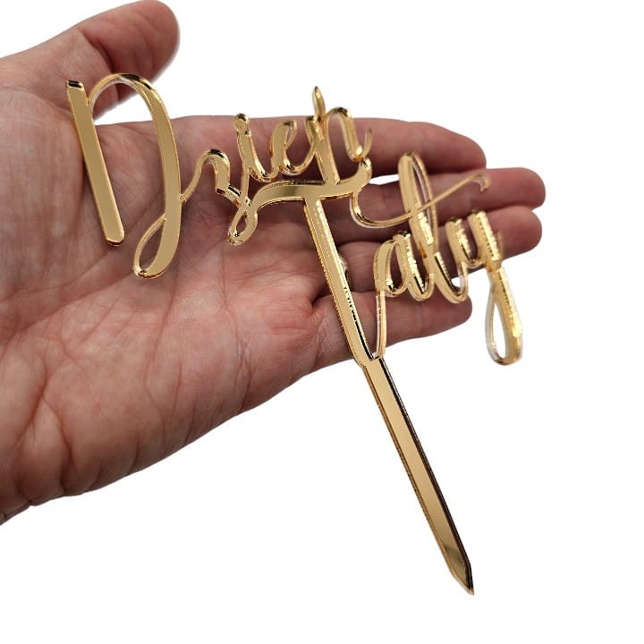 Topper na tort MINI PIKER na Dzień Taty złoty lustrzany